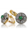 Elegant Emerald 14K Yellow White Gold Earrings - Vintage Style vec161yw vec161yw