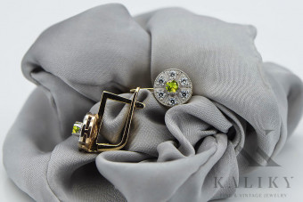 "Elegantes Pendientes de Oro Amarillo Vintage 14k 585 con Peridoto vec161yw" Vintage vec161yw