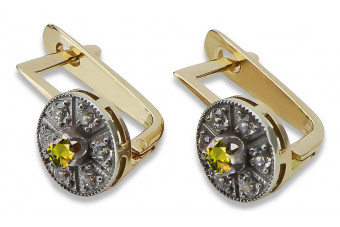 "Elegantes Pendientes de Oro Amarillo Vintage 14k 585 con Peridoto vec161yw" Vintage vec161yw