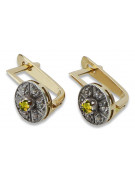 "Elegantes Pendientes de Oro Amarillo Vintage 14k 585 con Peridoto vec161yw" Vintage vec161yw