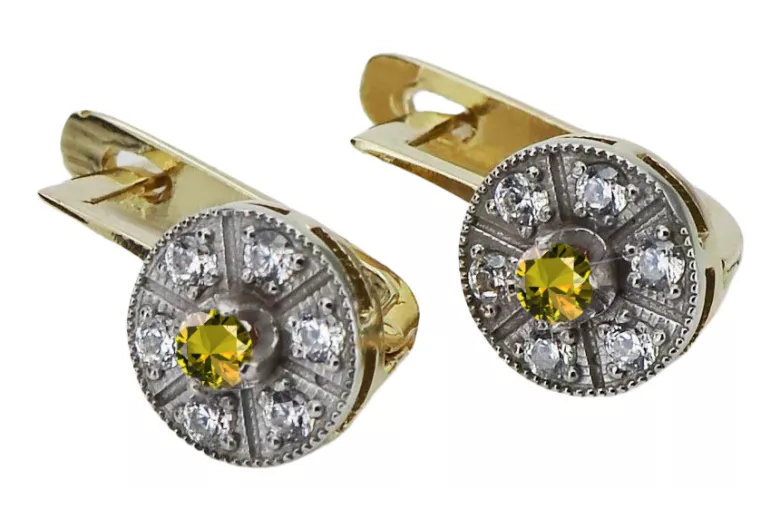 "Elegantes Pendientes de Oro Amarillo Vintage 14k 585 con Peridoto vec161yw" Vintage vec161yw