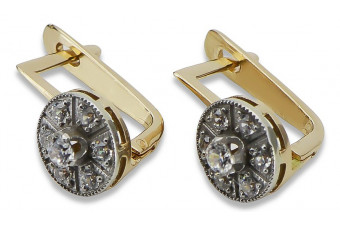 Classic Dual-Tone 14K Yellow and White Gold Zirco Earrings vec161yw vec161yw