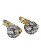 Classic Dual-Tone 14K Yellow and White Gold Zirco Earrings vec161yw vec161yw