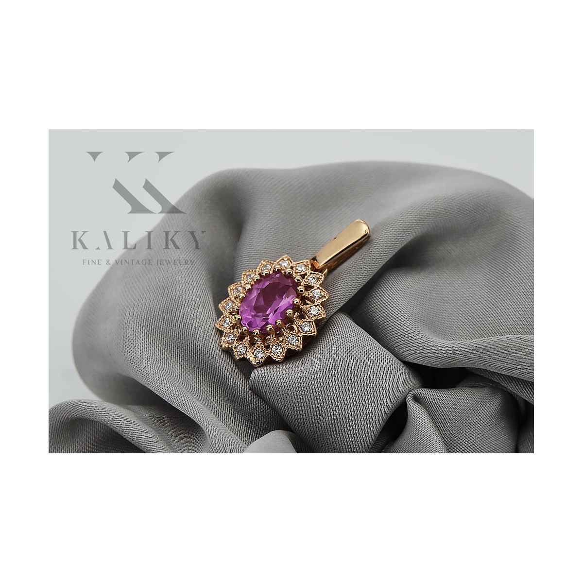 "Amethyst Anhänger in Original Vintage-Roségold 14 Karat vpc018" Vintage vpc018