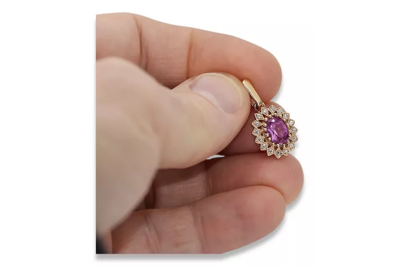 "Amethyst Anhänger in Original Vintage-Roségold 14 Karat vpc018" Vintage vpc018