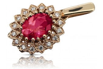 Ruby Adorned Vintage 14K Rose Gold Pendant - Original Design vpc018 vpc018