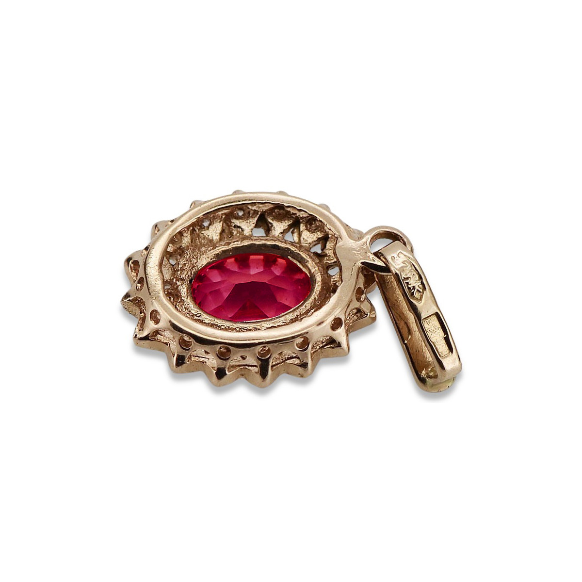 "Pendentif rubis vintage en or rose 14 carats 585 vpc018" Vintage vpc018