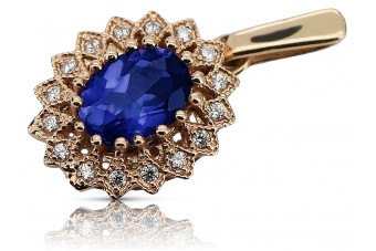 "Originales Vintage-Roségold 14k Saphir Anhänger vpc019" Vintage vpc018