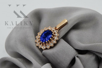 Sapphire Embellished 14K Rose Gold Vintage Pendant vpc018 vpc018