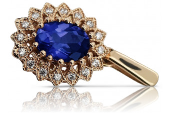 "Oryginalny Wisiorek Vintage z Różowego Złota 14k z Szafirem vpc018" Vintage vpc018