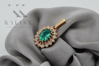 Emerald Elegance: Original Vintage 14K Rose Gold Pendant vpc018 vpc018