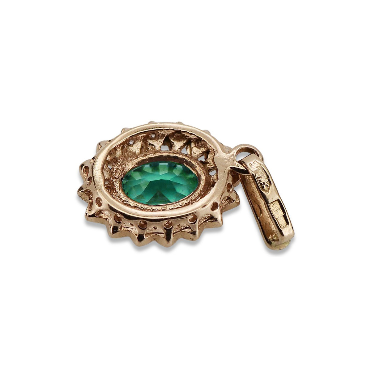 Emerald Elegance: Original Vintage 14K Rose Gold Pendant vpc018 vpc018