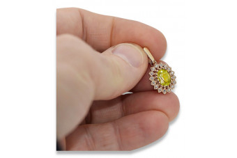 Винтажное розовое золото 14К, Желтый перидот Подвеска vpc018