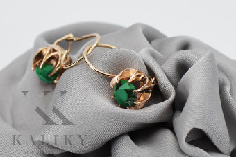 "14K Rose Gold Vintage Emerald Earrings in Original Design" vec062 vec062