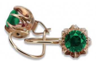 Винтажные серьги из розового золота 14k 585 с розовыми изумрудами vec062 vec062