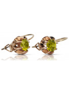 Cercei originali vintage din aur roz de 14k, Peridot galbe vec062