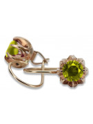 Cercei originali vintage din aur roz de 14k, Peridot galbe vec062