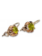 Vintage Rose Gold Peridot Earrings - Original 14K Yellow Gold vec062