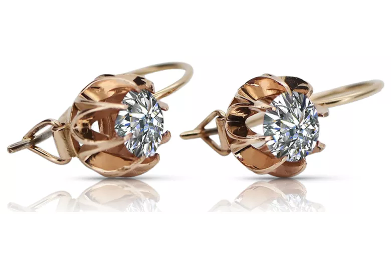 "Classic 14K Rose Gold Vintage Zircon Earrings" vec062 vec062