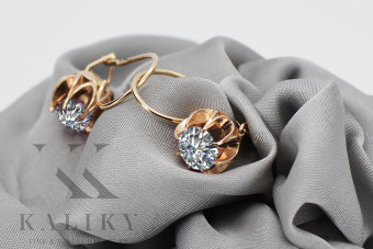 "Classic 14K Rose Gold Vintage Zircon Earrings" vec062 vec062