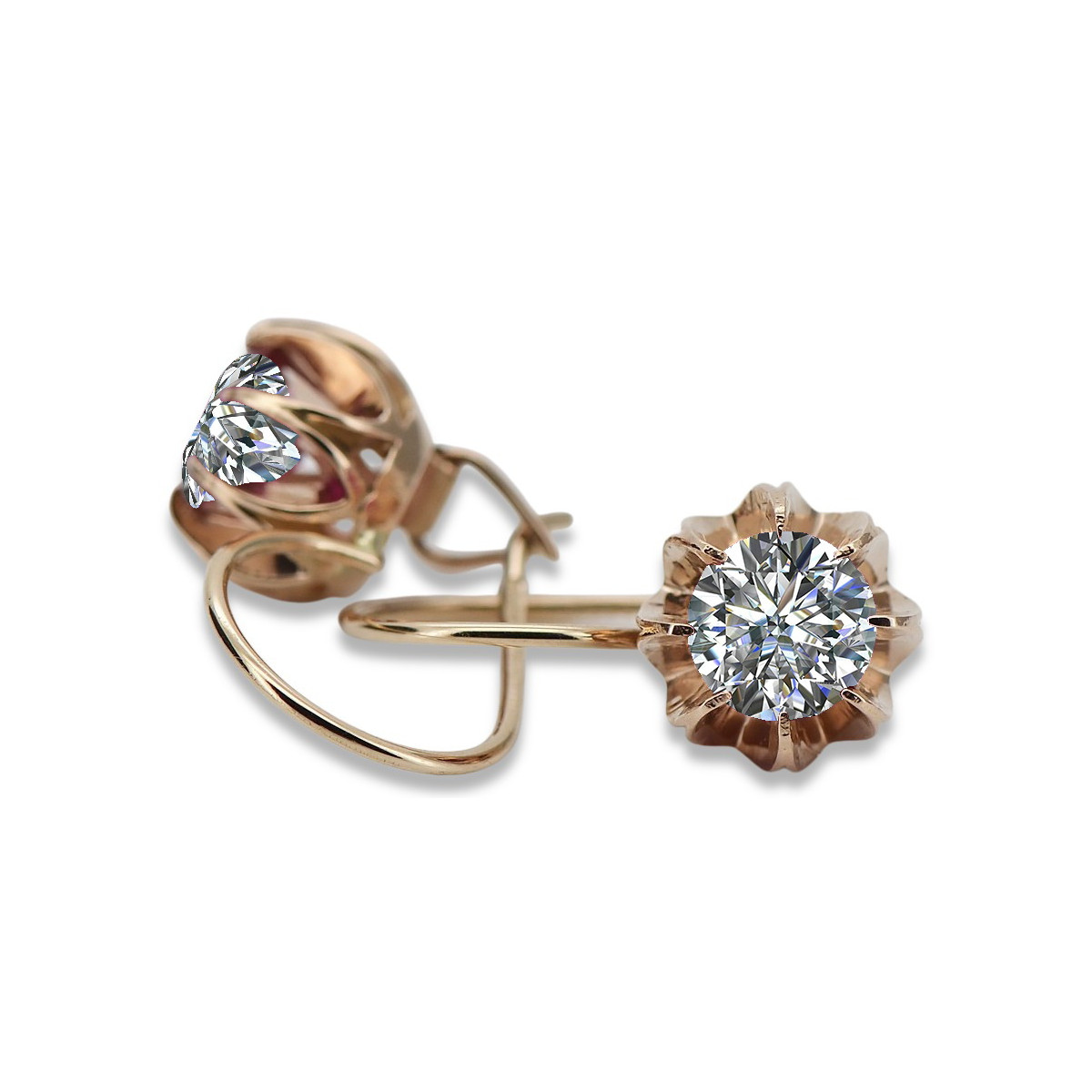 "Classic 14K Rose Gold Vintage Zircon Earrings" vec062 vec062