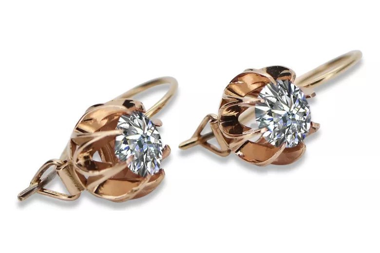 "Classic 14K Rose Gold Vintage Zircon Earrings" vec062 vec062