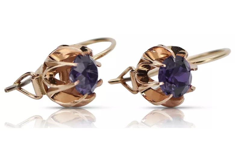 "Classic Alexandrite 14K Rose Gold Vintage Earrings"  vec062 vec062