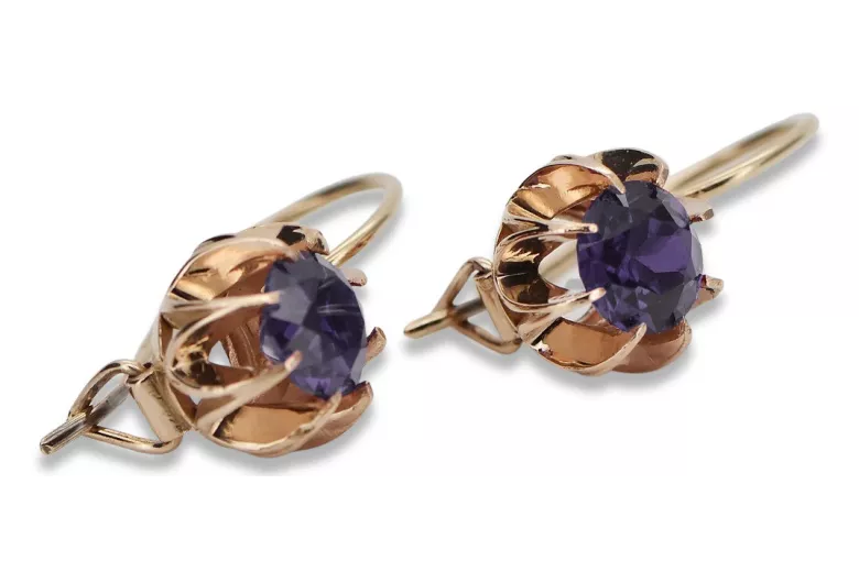 "Classic Alexandrite 14K Rose Gold Vintage Earrings"  vec062 vec062