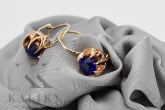 "Elegant Sapphire Earrings with 14K Original Vintage Rose Gold" vec062 vec062