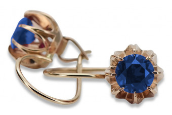 "Elegant Sapphire Earrings with 14K Original Vintage Rose Gold" vec062 vec062