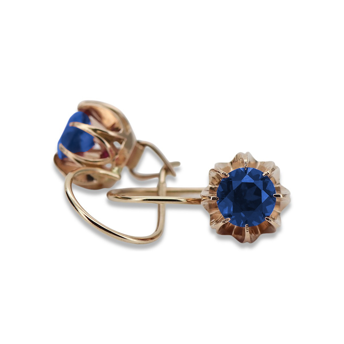 "Elegant Sapphire Earrings with 14K Original Vintage Rose Gold" vec062 vec062