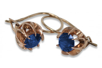 "Elegant Sapphire Earrings with 14K Original Vintage Rose Gold" vec062 vec062