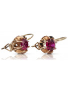 "Classic Ruby Accent 14K Rose Gold Earrings - Vintage Inspired" vec062 vec062