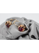 Aretes de Rubí y Oro Rosa Antiguo Original de 14k vec062 vec062