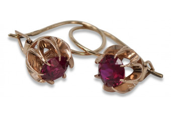 "Classic Ruby Accent 14K Rose Gold Earrings - Vintage Inspired" vec062 vec062