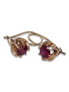 "Classic Ruby Accent 14K Rose Gold Earrings - Vintage Inspired" vec062 vec062