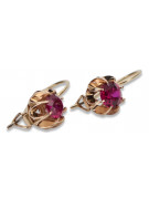 "Classic Ruby Accent 14K Rose Gold Earrings - Vintage Inspired" vec062 vec062