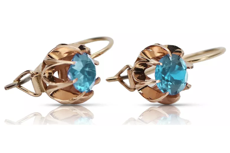 "Original Vintage Aquamarine Studs in 14K Rose Gold" vec062 vec062