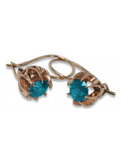 Boucles d'oreilles Aigue-marine éclatantes en or rose 14 carats 585 vintage vec062 vec062