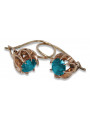 Boucles d'oreilles Aigue-marine éclatantes en or rose 14 carats 585 vintage vec062 vec062