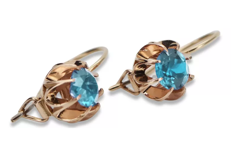 "Original Vintage Aquamarine Studs in 14K Rose Gold" vec062 vec062