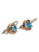 Boucles d'oreilles Aigue-marine éclatantes en or rose 14 carats 585 vintage vec062 vec062