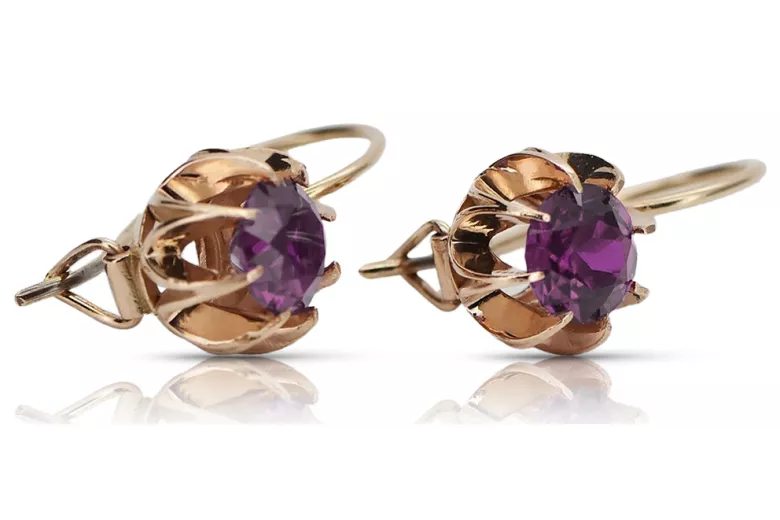 "Amethyst Ohrringe im Originalen Vintage-Roségold 14K" vec062 vec062