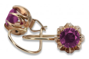 "Amethyst Ohrringe im Originalen Vintage-Roségold 14K" vec062 vec062