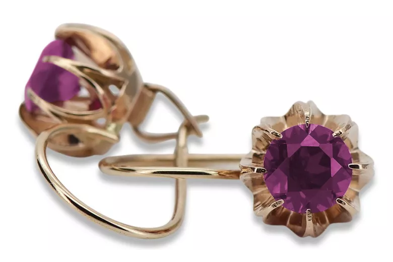 "Amethyst Ohrringe im Originalen Vintage-Roségold 14K" vec062 vec062