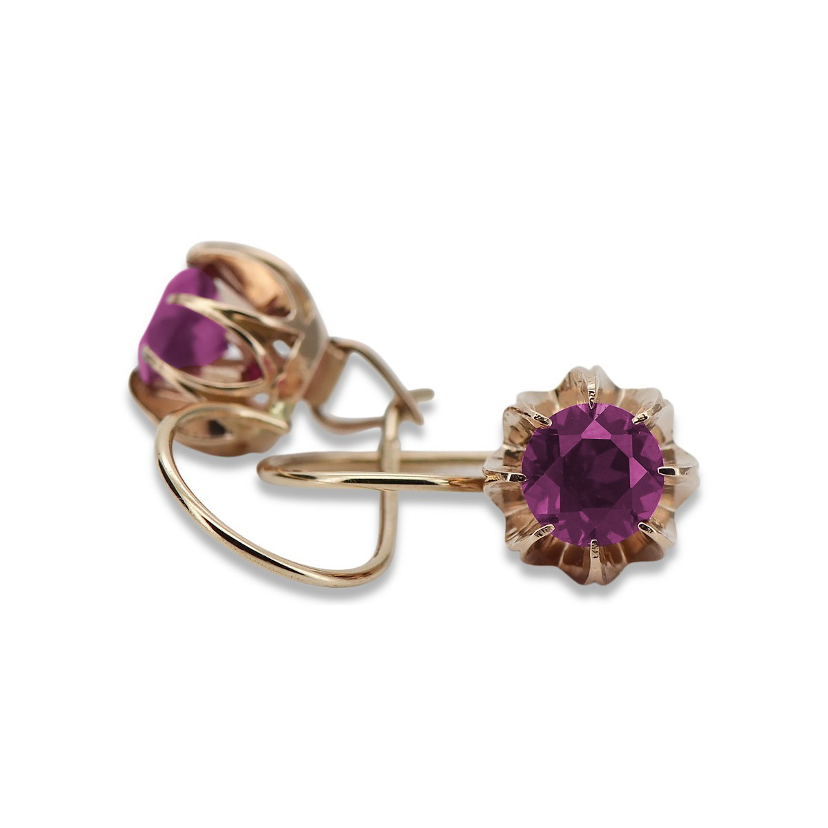 "Amethyst Ohrringe im Originalen Vintage-Roségold 14K" vec062 vec062