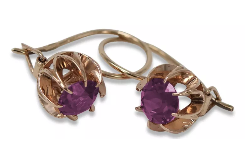 Boucles d'oreilles Améthyste Vintage en Or rose 14 carats 585 vec062 vec062