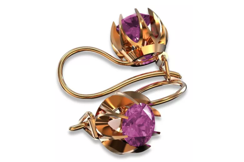 "Amethyst Ohrringe im Originalen Vintage-Roségold 14K" vec062 vec062