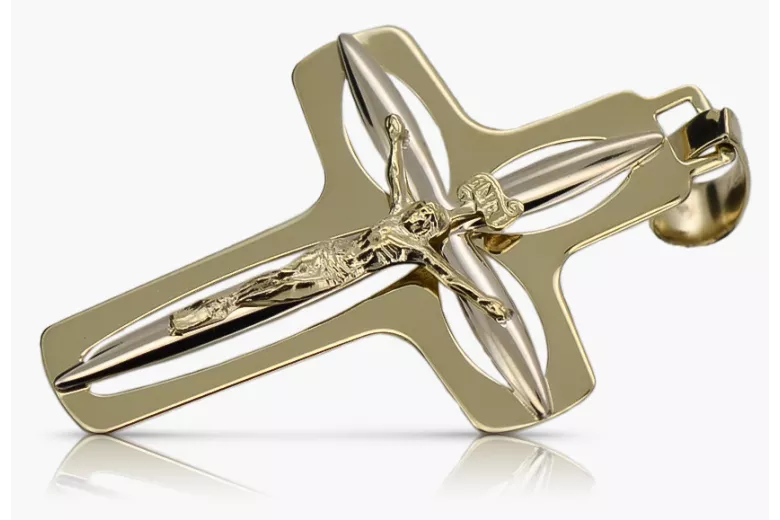 Cruz ★ Católica de Oro russiangold.com ★ Oro 585 333 Precio bajo