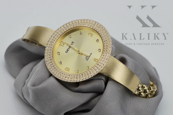 14K жълто злато, Златен Дамски Часовник Geneve Lady Gift lw012y